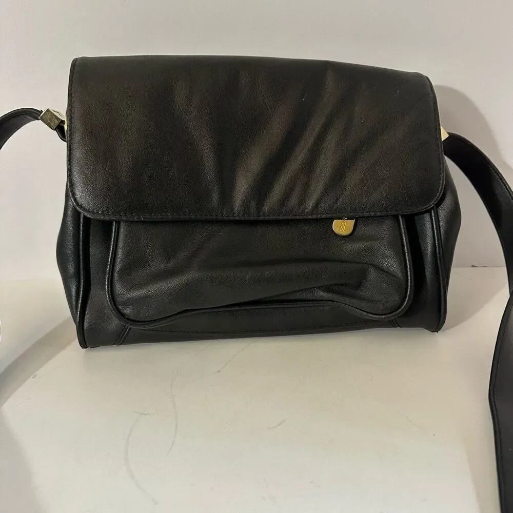 Sereta Black leather Purse with Shoulder Straps